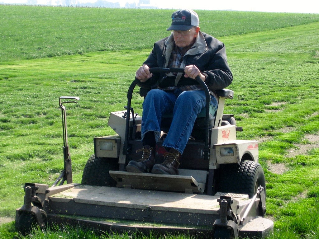 Bill Sr. mowing the vineyard site