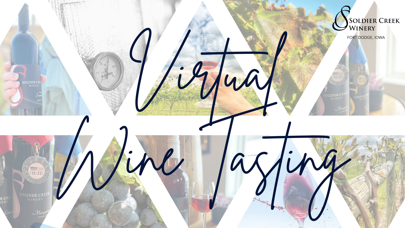 virtual wine tastings by soldier creek winery. select days, always at 4pm. try wines with our winemaker, Anne!