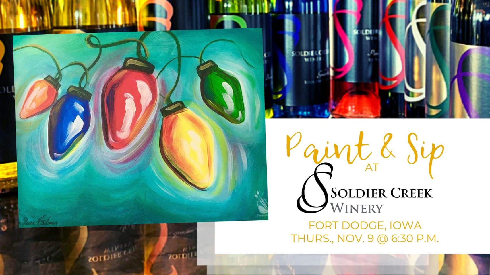 paint and sip with painting with a twist at soldier creek winery. craft nights are once a month, on select thursdays from 6:30-8:30pm. Paint & sip is on thursday, november 9th. click the image to sign up!