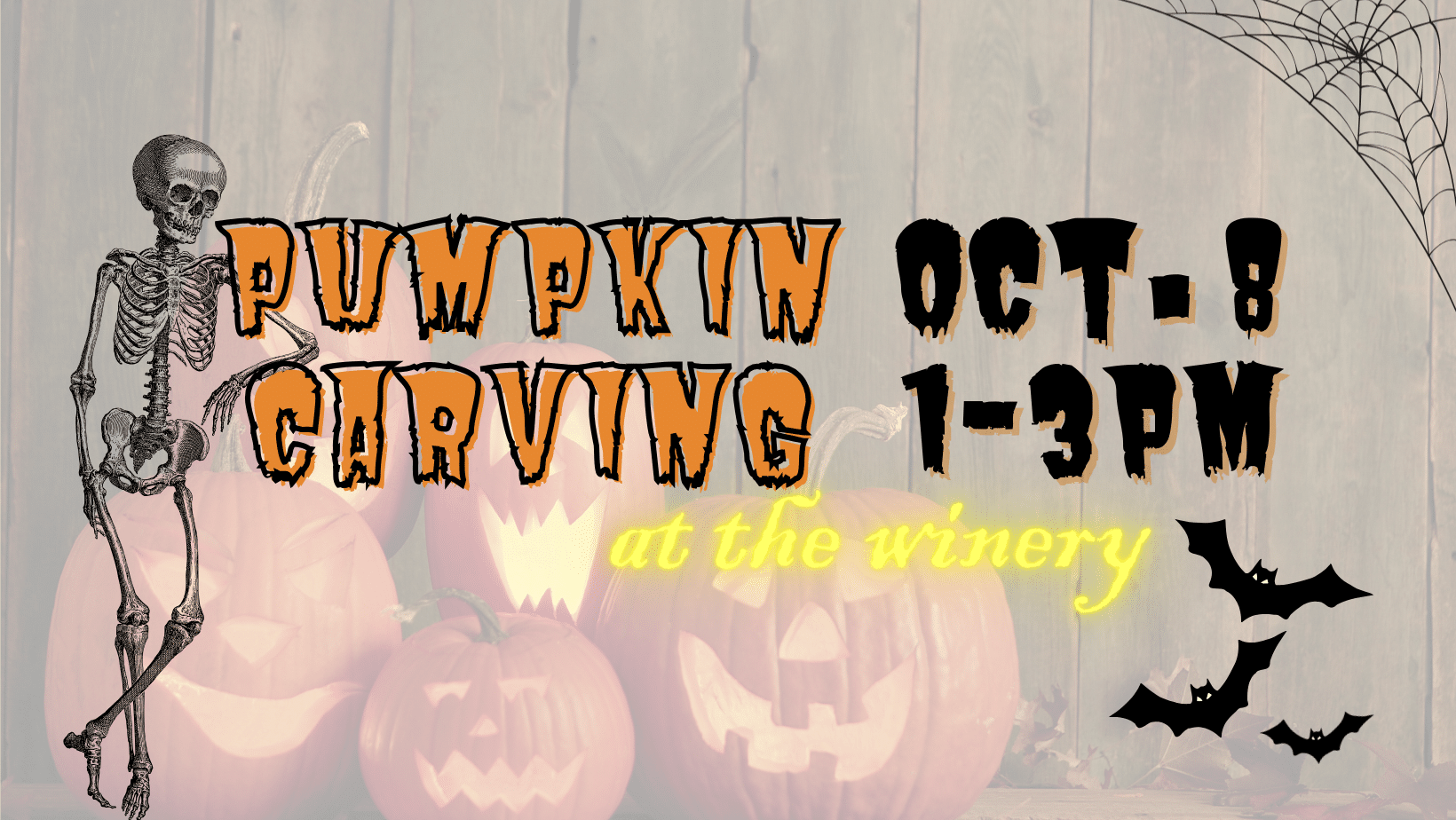 Pumpkin carving or painting at soldier creek winery on october 8 from 1-3pm. pre-registration required.