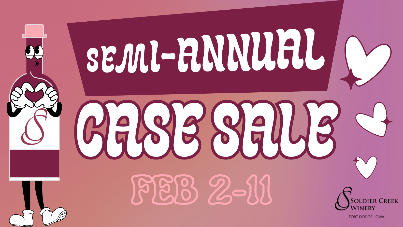 semi-annual case sale at soldier creek winery from february 2-11
